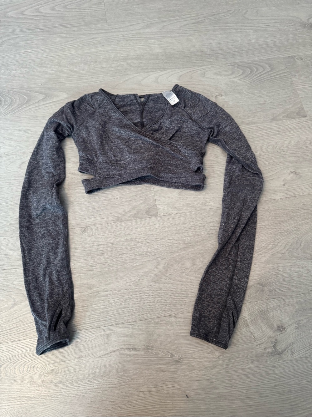 Ivivva Charcoal Gray Wrap Cropped Long Sleeve Top